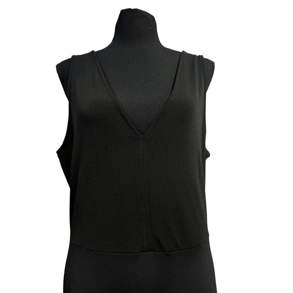 BANANA REPUBLIC Dress WOMEN MEDIUM BLACK Sleeveless Tiered Skirt V-Neckline - Picture 7 of 9